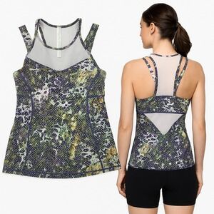 Lululemon Running In The City Tank Sz 4 Floral Strappy Built In Bra Active Chic